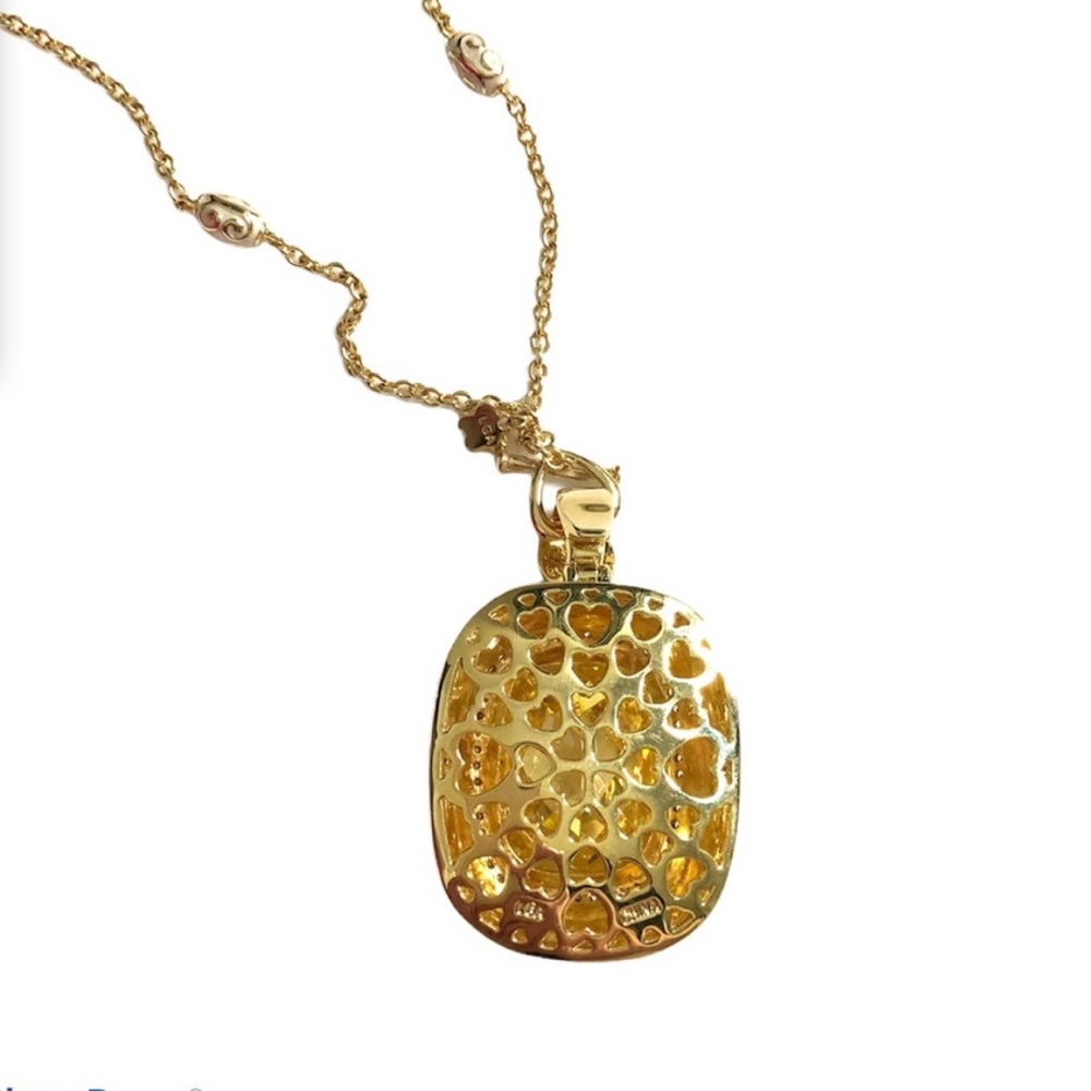 NWB NWT Lauren Adams Necklace Long Pendant Cream Enamel Gold CZ Vintage Elegant - Picture 11 of 13